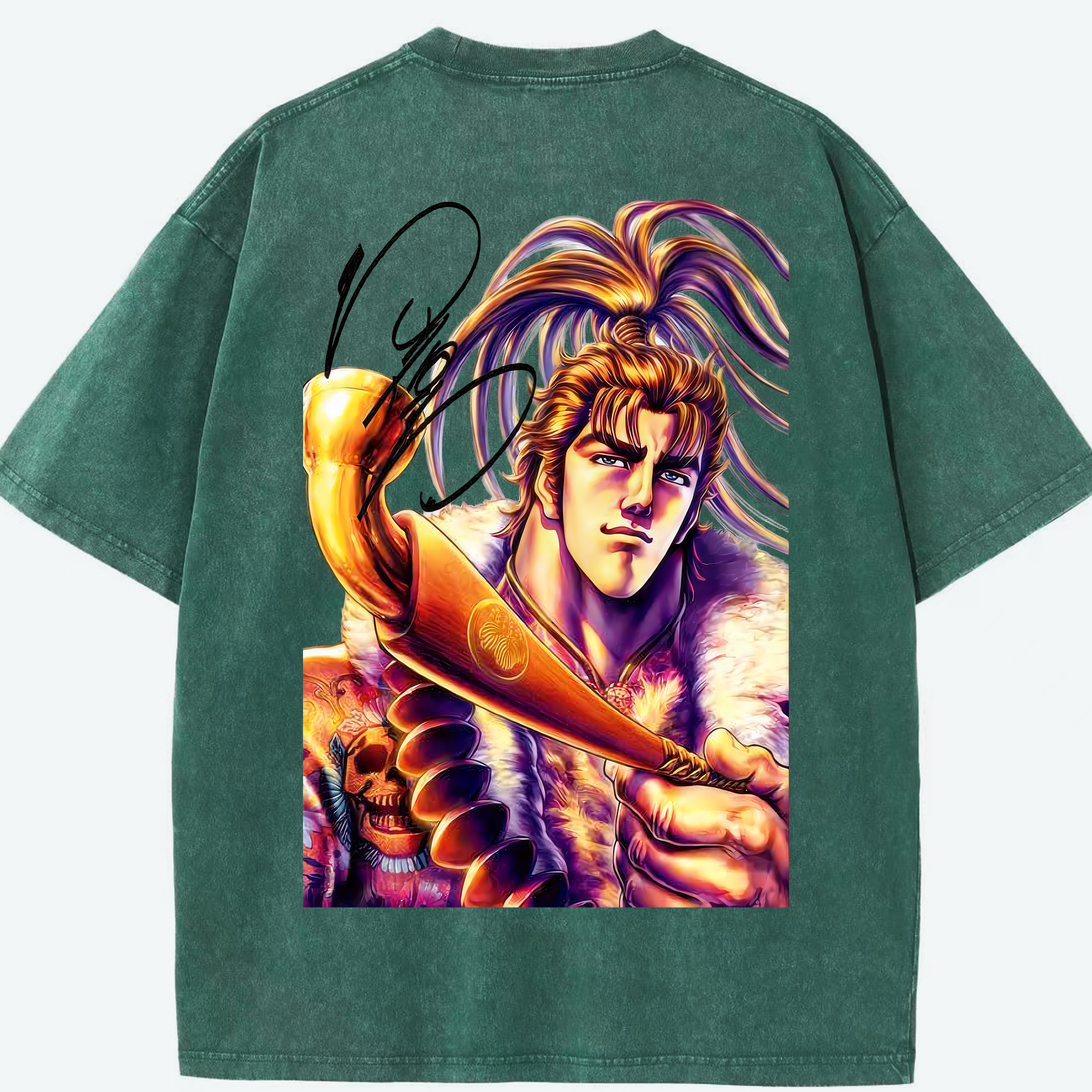 （画像用） 北斗の拳 Fist of the North Star 綿100% ヴィンテージ風 半袖Tシャツ（背面プリント）